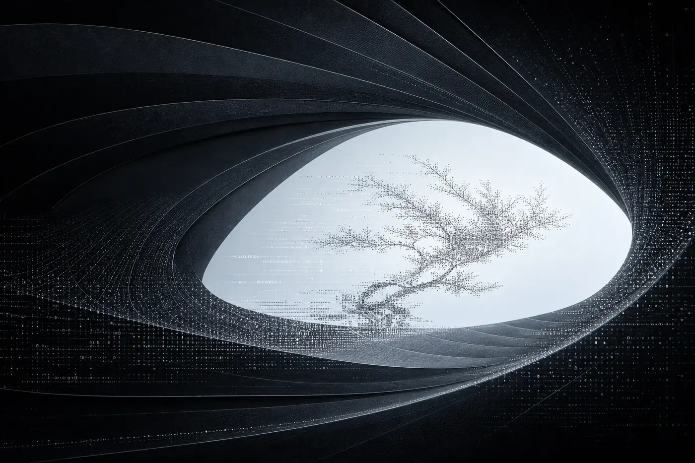 A clear natural form emerging from complex information